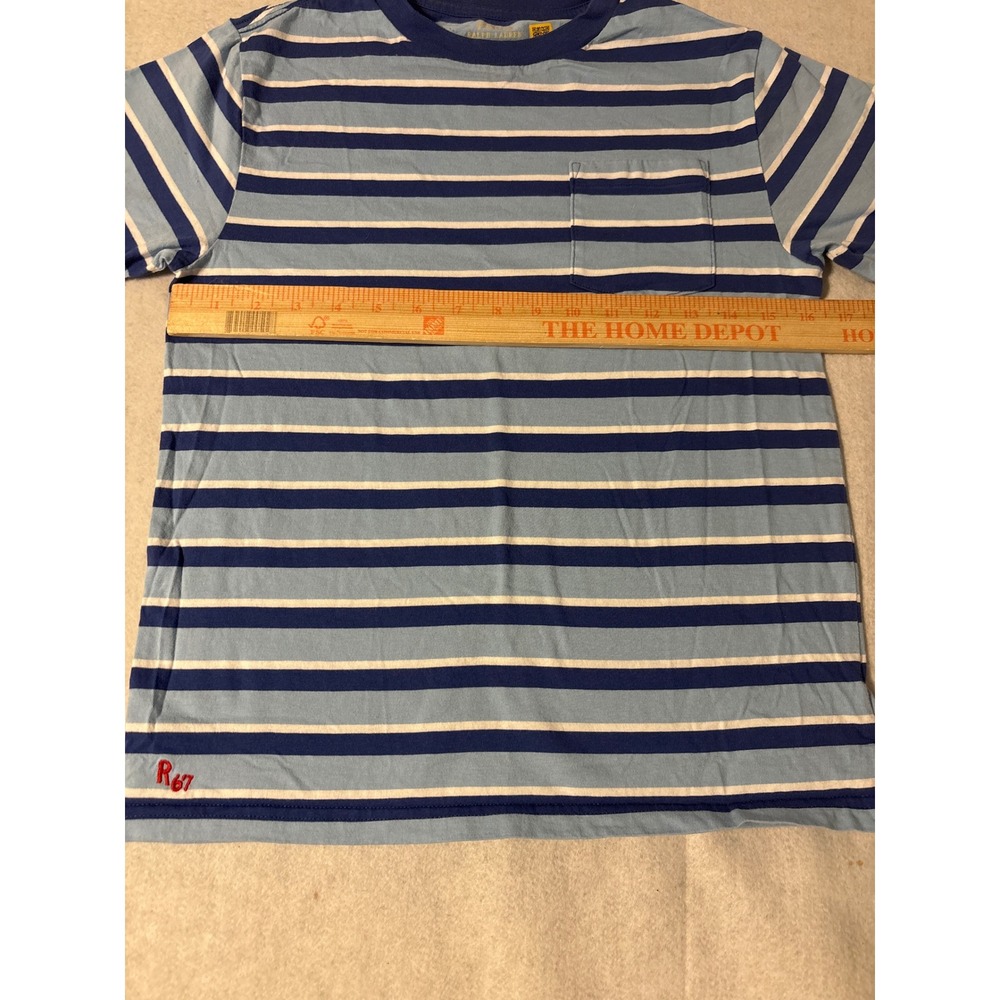 Polo Ralph Lauren Striped Pocket T-Shirt Boys M 10-12 Blue Excellent R67 Logo - Picture 3 of 9